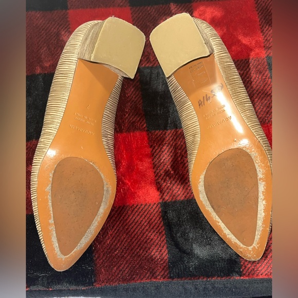 Aquatalia Women Pasha Pointy Toe Pump US 7 Brown Striped Leather Made In Italy - Picture 3 of 9